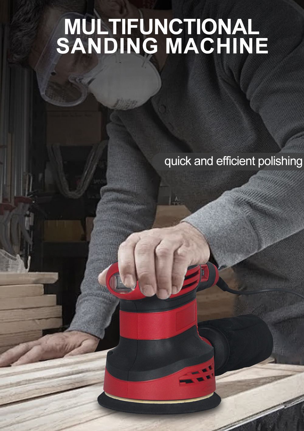 Wholesale Electric Eccentric Sander – 350W Corded Palm Sander MULTIFUNCTIONAL SANDING MACHINE
