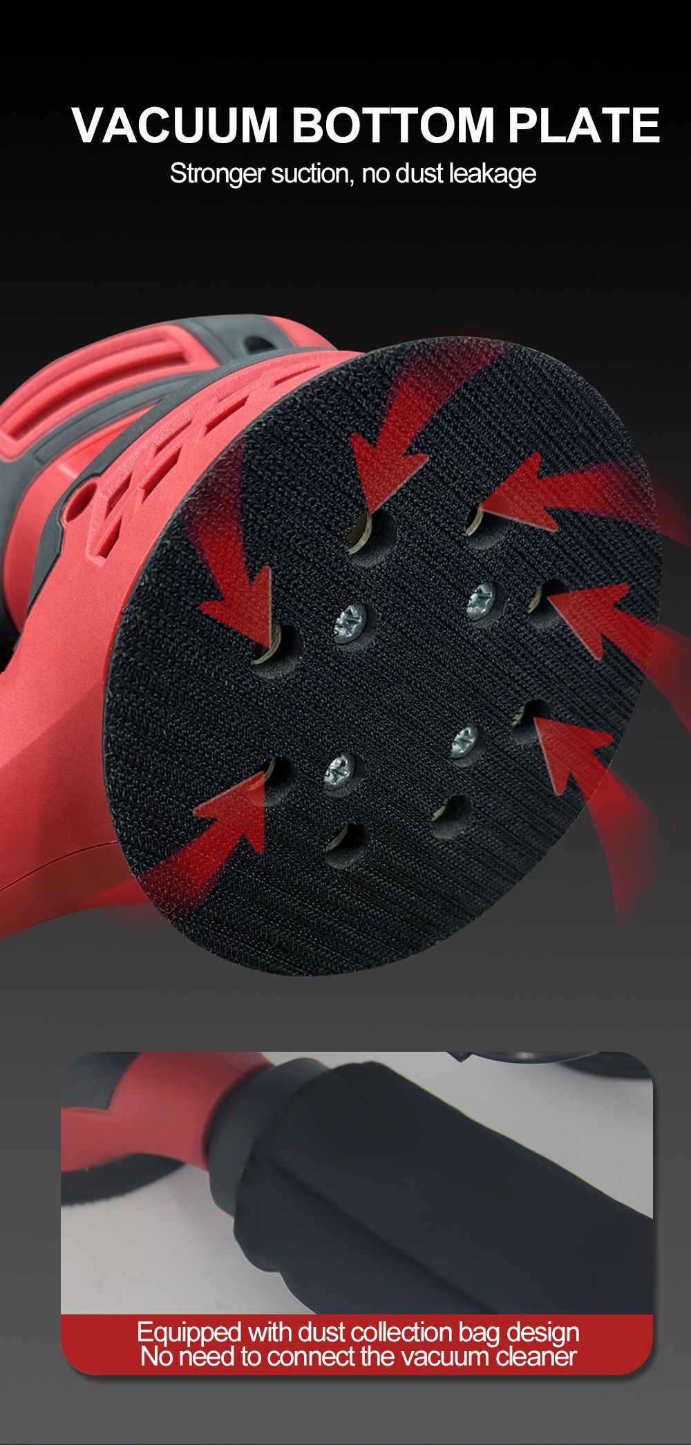 Wholesale Electric Eccentric Sander – 350W Corded Palm Sander VACUUM BOTTOM PLATE