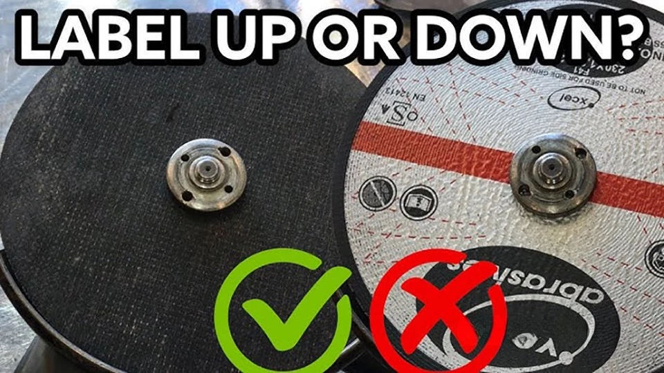 which way does a cutting disc go on a grinder