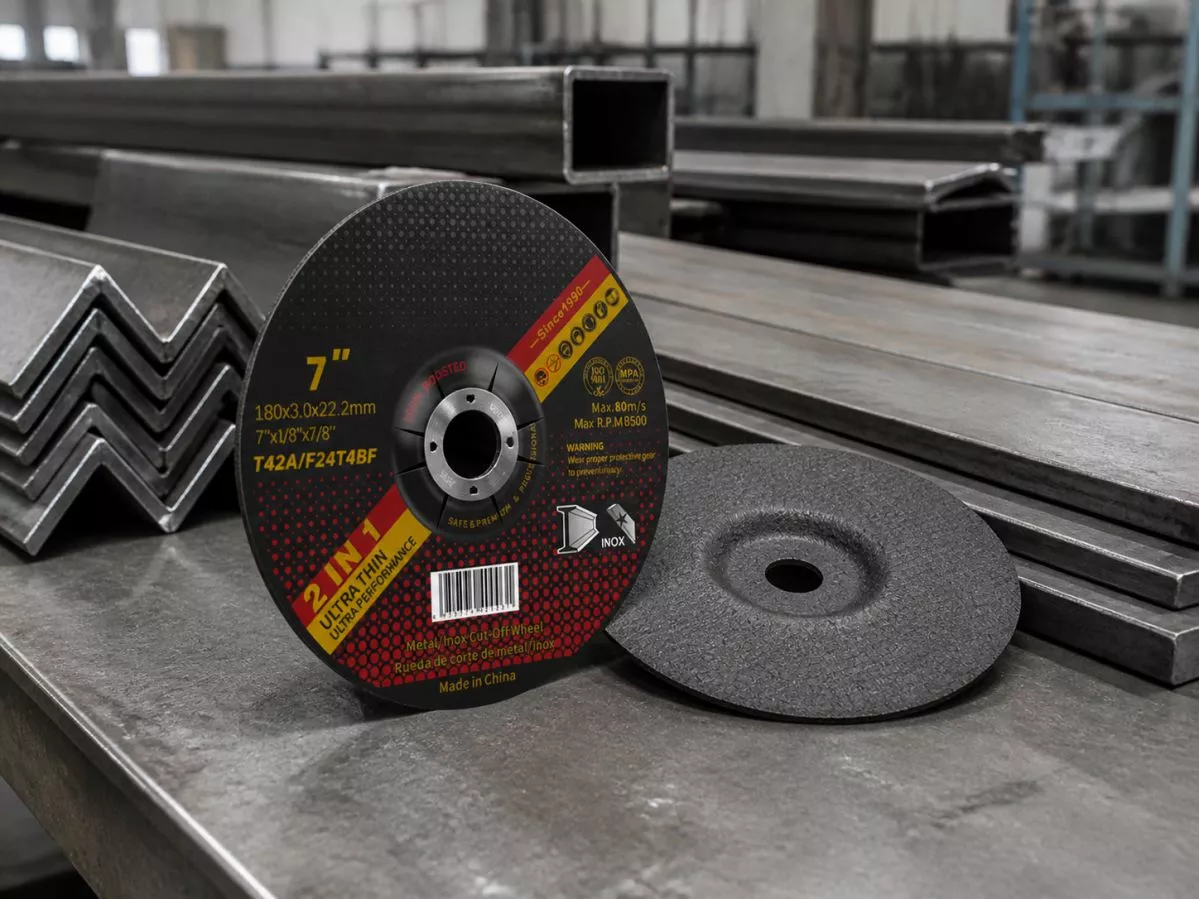 7 inch T42 depressed center grinding wheel for weld seam grinding surface preparation and structural steel fabrication