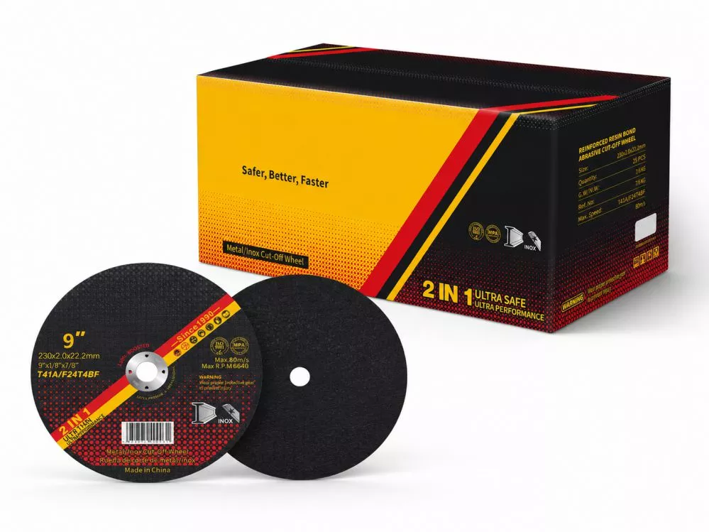 230mm 2.0mm Cutting Disc | T41 9 Inch Flat | OEM Manufacturer 9 inch cutting disc 230x2.0x22.2mm T41A flat cut-off wheel with wholesale export carton — OEM manufacturer
