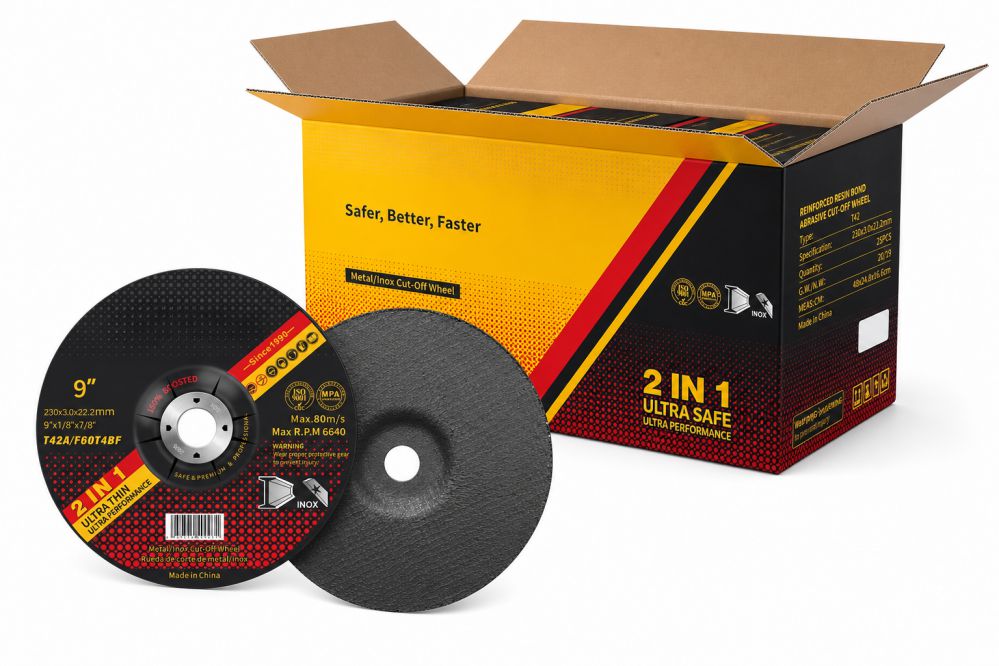 9 Inch Cutting Wheel OEM Manufacturer (230x3.0x22.23mm) 9 inch cutting wheel 230x3.0x22.2mm with OEM carton packaging for bulk industrial supply