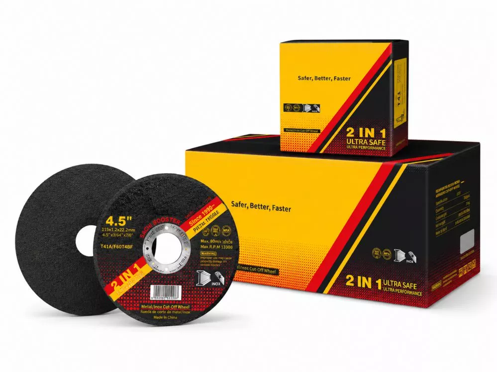 4.5 Inch Cut Off Wheel Wholesale 115×1.2×22.2mm T41 4.5 inch cut off wheel 115×1.2×22.2mm T41 ultra-thin with yellow black red OEM export carton for wholesale from China manufacturer