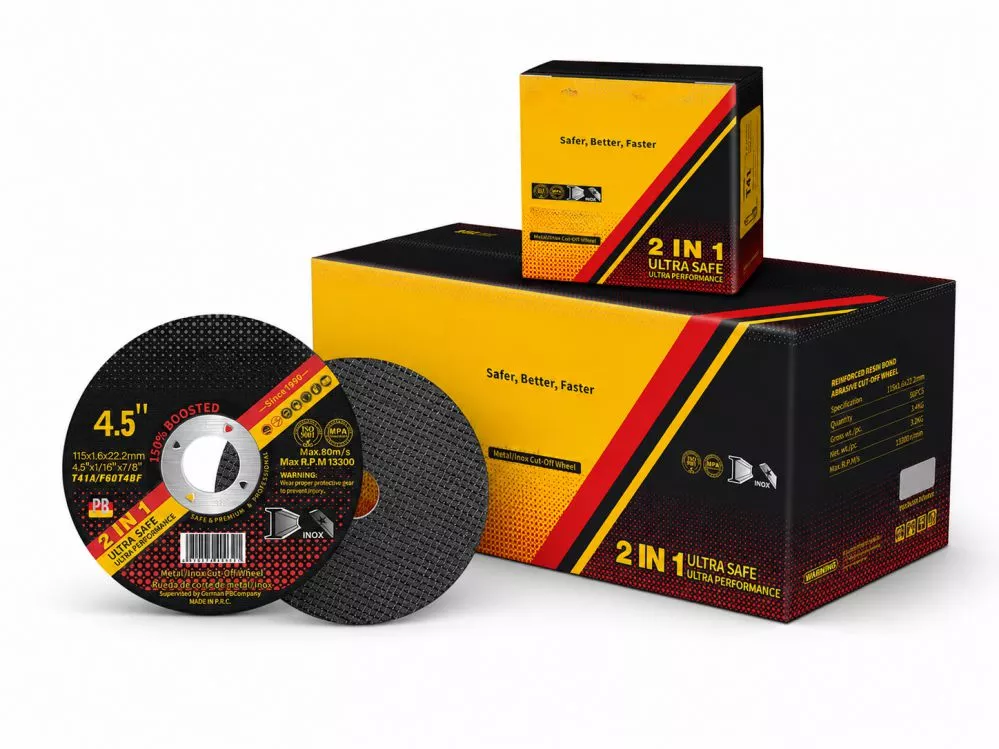 4.5 inch cut off wheel 115×1.6×22.2mm T41 ultra thin with OEM export carton from China manufacturer