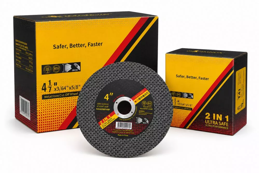 4 inch cutting wheel wholesale pack 100x1.2x16mm T41 ultra thin disc with branded inner box and outer carton from China OEM factory