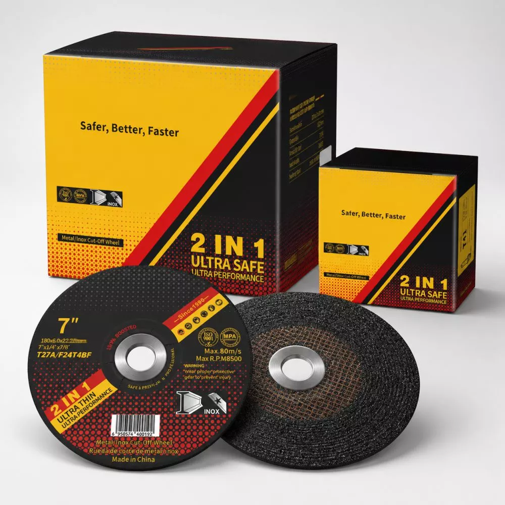 7 Inch Double Net Grinding Wheel | 180mm Reinforced T27 Disc 7 inch double net grinding wheel 180x6.0x22.2mm for steel grinding and weld cleanup